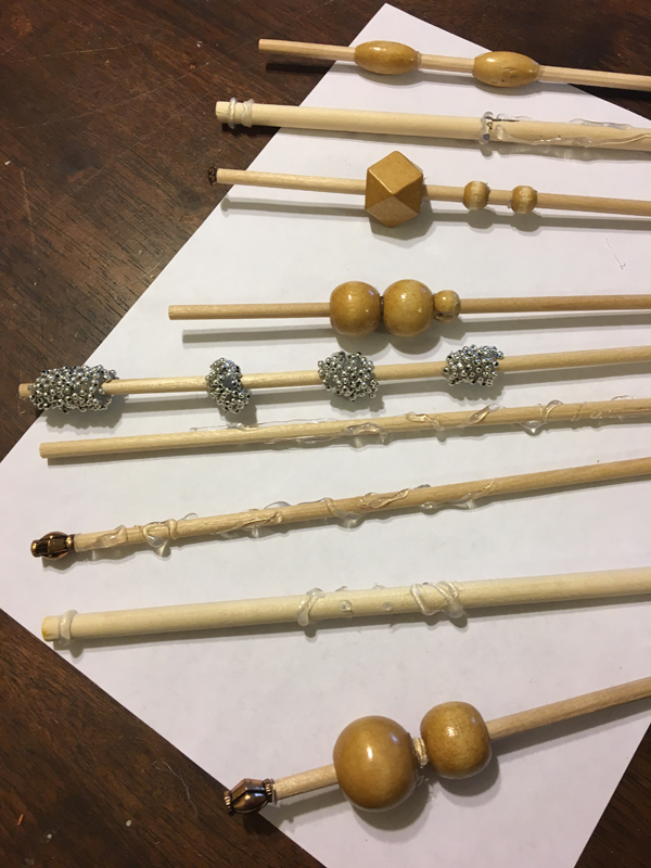 wands using wooden beads