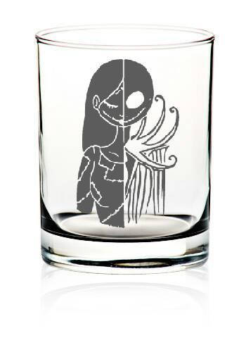 Jack and sally scotch glasses