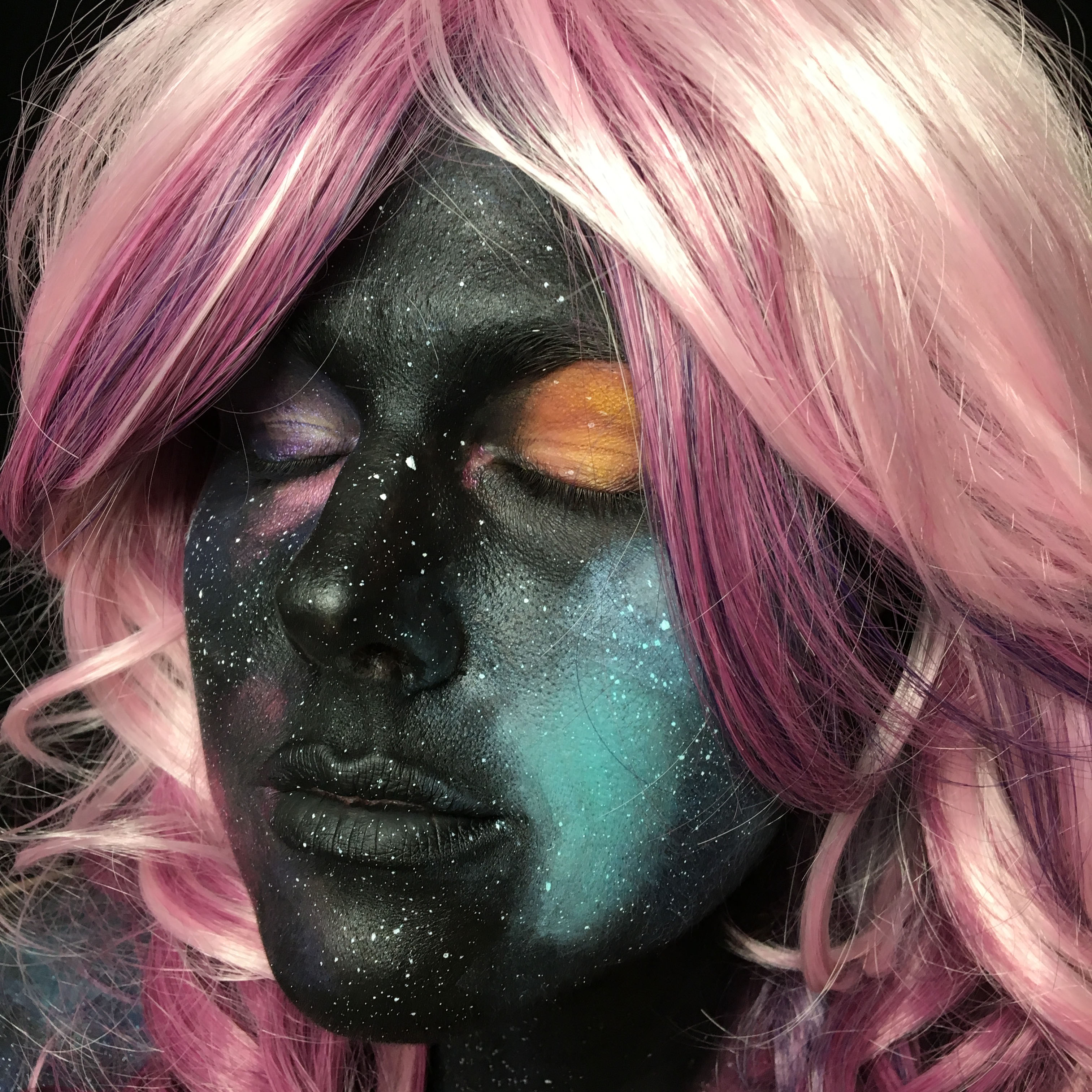girl in space galaxy makeup
